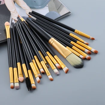 

FLD 20pcs Wooden Eye Makeup Brushes Set Foundation Powder Eyeshadow Eyeliner Eyelash Lip Face Make Up Brush Cosmetic Beauty Tool
