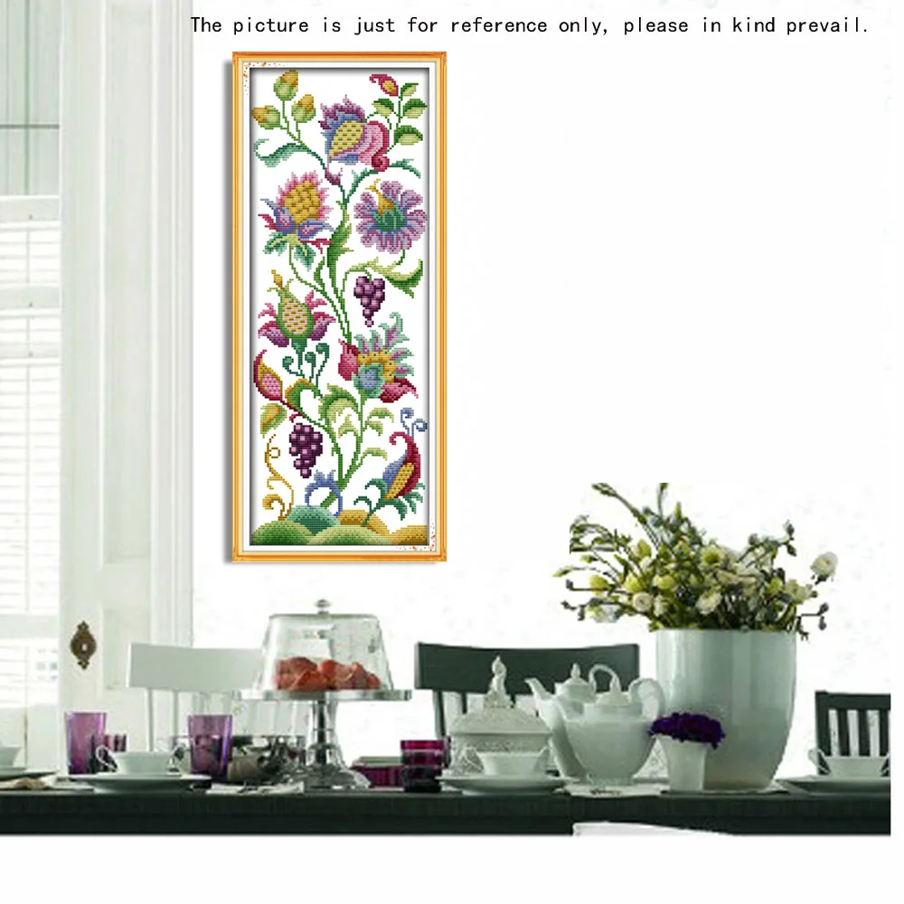 Cross Stitch Set 14CT Beautiful Flowers Pattern Cross-Stitching 21 * 50cm Embroidery Kit Home Decoration Chinese Cross Stitch