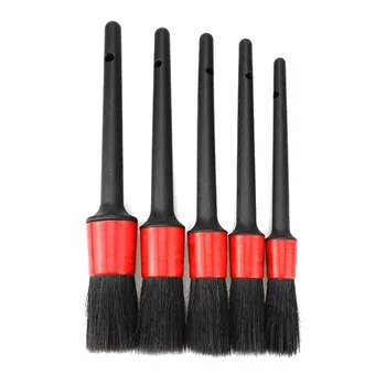

5Pcs/Set Natural Boar Soft Hair Cleaning Brush Car Wash Slit Seat Hanging Detailing Brushes Clean Tools