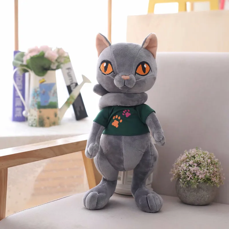 30/40CM Kawaii Genius Cats Plush Toys Stuffed Animals Cute Fluffy Cat Dolls Soft Kids Toys Children Birthday Present Xmas Gifts - Цвет: Серый