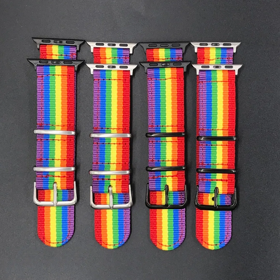 

Colorful Rainbow Nylon Stripe Strap for Apple Watch Band Woven Fabric Nylon Belt Sport Strap for iwatch Series 1 2 3 4 38mm 42mm