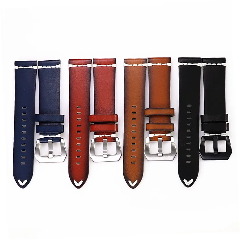

18 20 22 24mm Wax Oil Vintage Leather For Samsung Galaxy 42 46 mm S3 Huawei SUUNTO GT2 ProAmazfit Watch Strap Bracelet Band Belt
