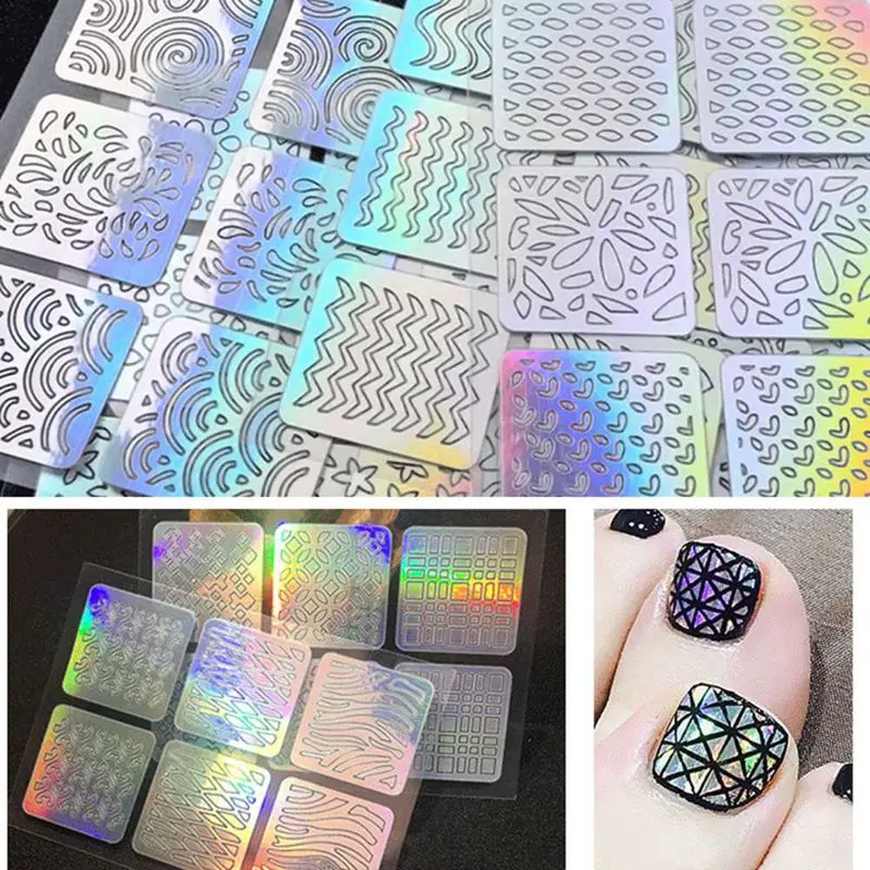 24pcs Tips Heart Star Fish Pattern Nail Vinyls Set Nail Stencils Hollow Nail Sticker Nail Art Tools For DIY