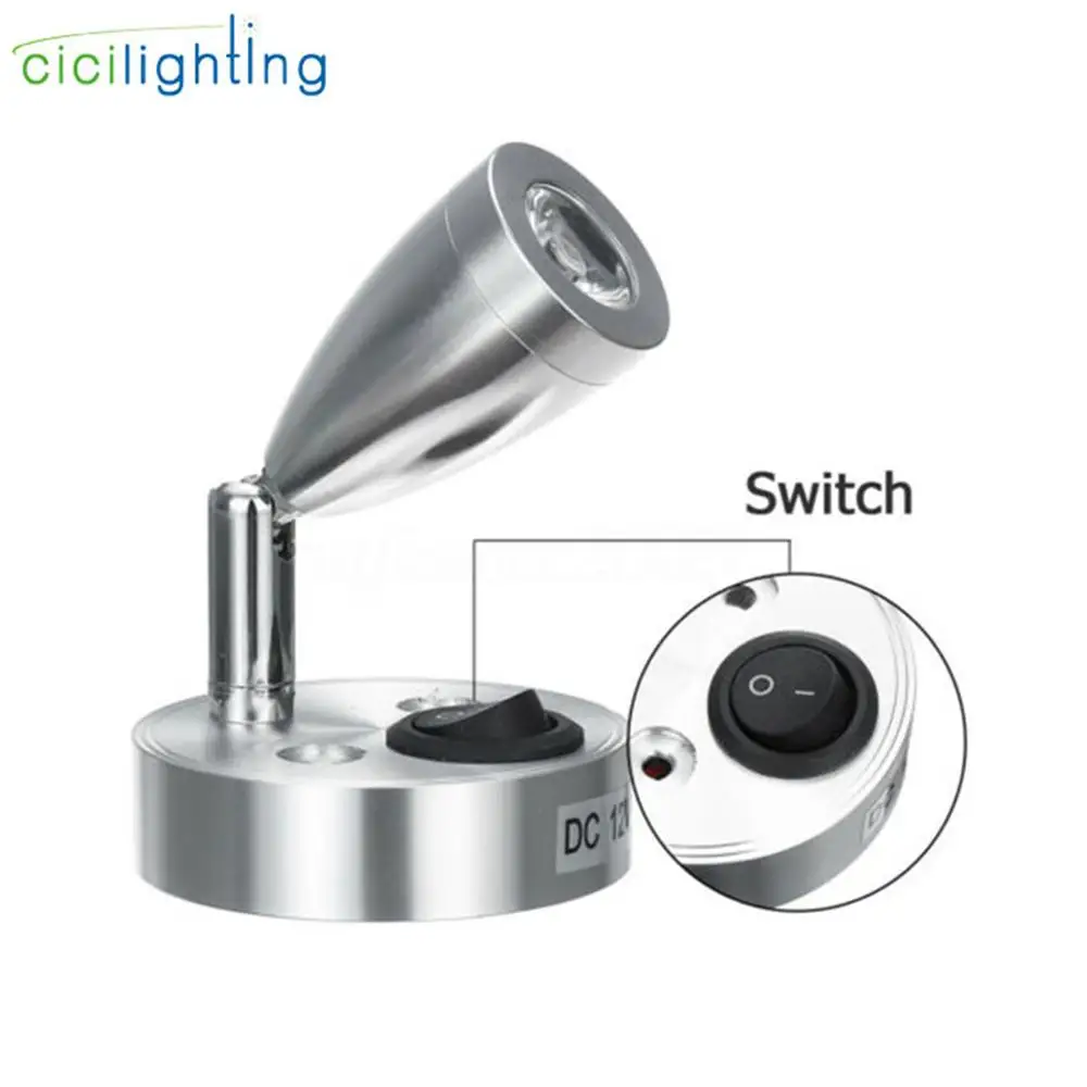 2pcs DC12V 3W 6000K Cold White LED Spot Reading Light RV Caravan Camp Boat Wall Bedside Lamp Boat Home Trailer Interior lighting