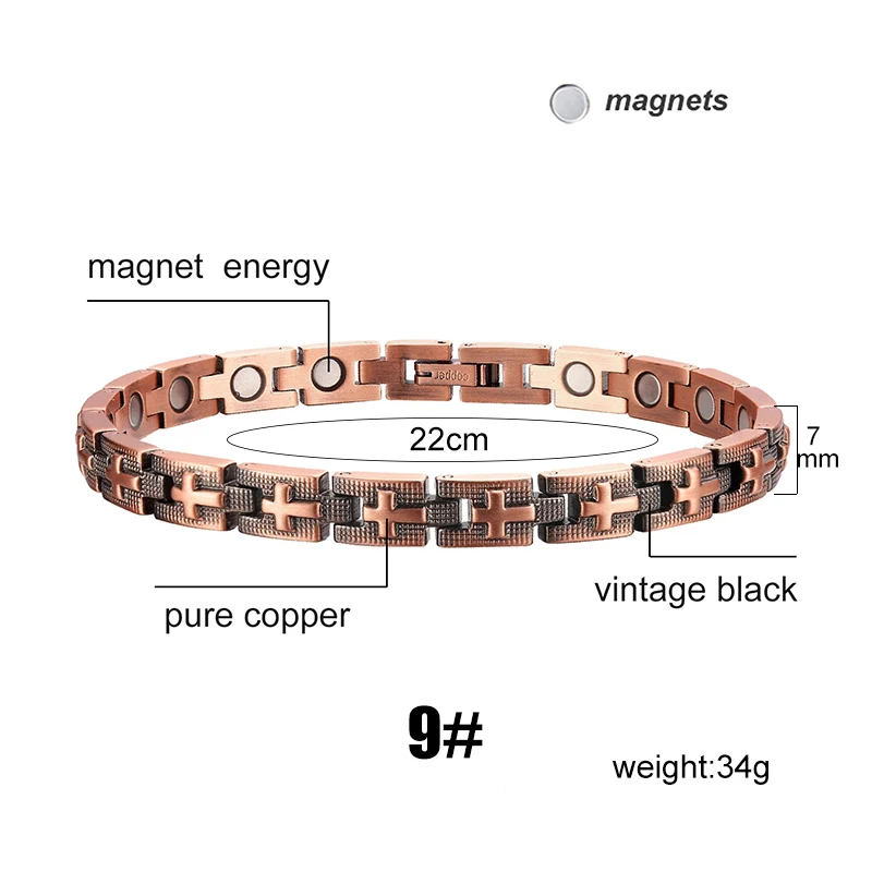 Vintage Copper Magnetic Bracelets For Women Pain Relief Pure Copper Adjustable Bio Energy Blood Pressure Accessory Bracelet