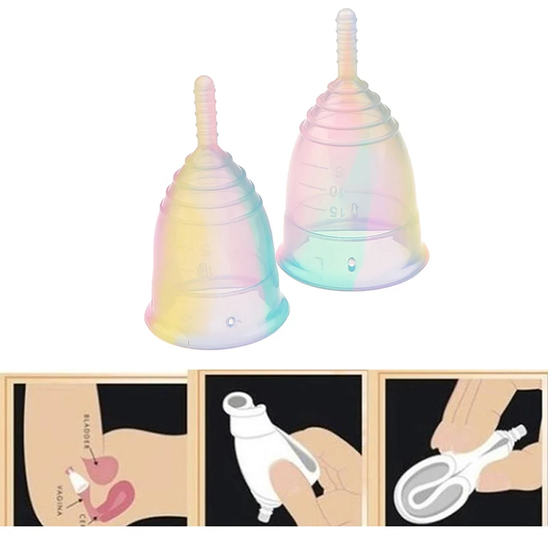 Colorful Women Cup Medical Grade Silicone Menstrual Cup Feminine Hygiene Menstrual Lady Cup Health Care Period Cup Hot Sale