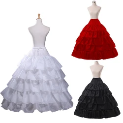 2024 Fashion Wedding Petticoat 4 Hoop Skirt 5 Layers Ruffles Elastic Waist Red Black White Women Underskirt for Ball Gowns Jupon