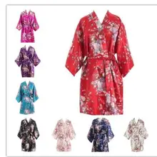 Шелковое платье подружки невесты халат атласный пикантные Для женщин короткий атласный свадебное кимоно халаты пижамы Ночная рубашка платье женский халат в цветочек