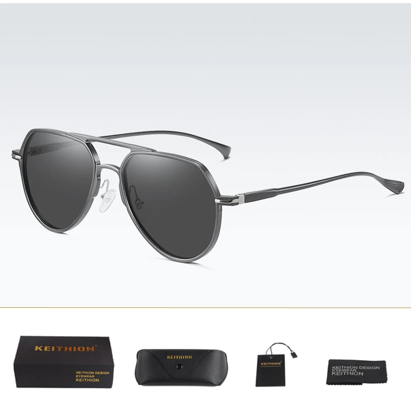 KEITHION фирменный дизайн, модные алюминиевые магниевые солнцезащитные очки для мужчин, поляризованные очки для вождения для мужчин, UV400 - Цвет линз: Gun Black