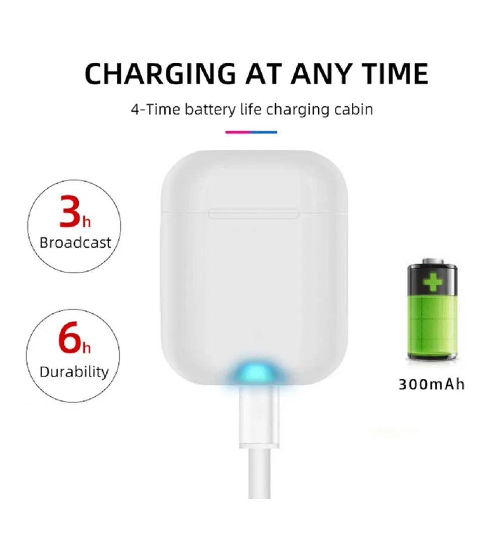 

i12 Tws Wireless Bluetooth 5.0 Earphone Headphone Touch Key Mini Earbuds With Mic Charging Box Sport Headset For Smart Phone