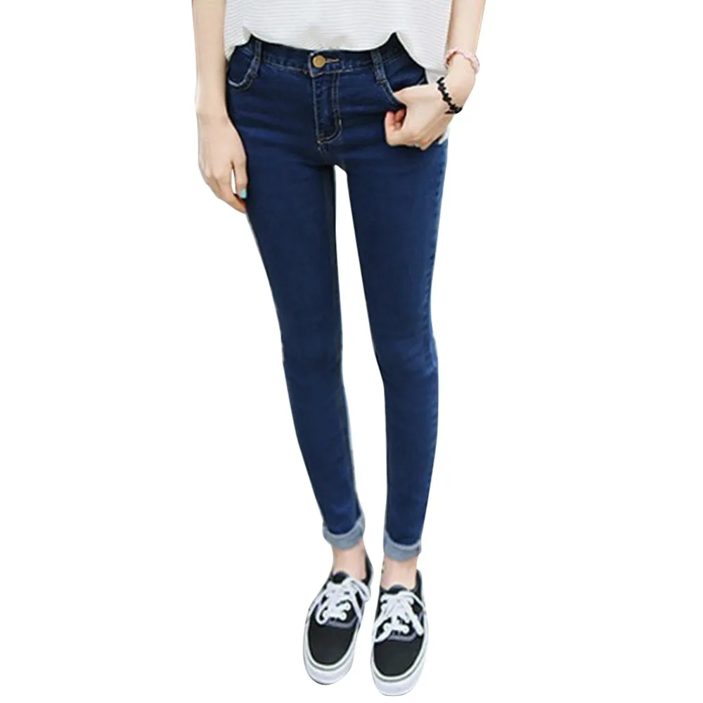 Autumn Women Pencil Stretch Denim Skinny Jeans Pants High Plus Size Waist Trousers | Женская одежда