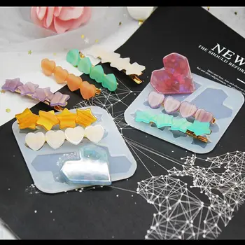 

Crystal Epoxy Resin Mold Hair Clip Barrette Casting Silicone Mould DIY Crafts Jewelry Hairpin Making Tools