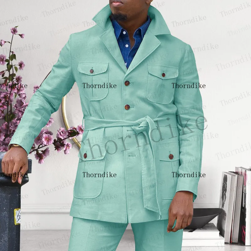 Thorndike Wedding Tuxedos For Groomsmen 2 Piece Slim Men Suits Set Made Jacket With Pants Best Man Costume Homme