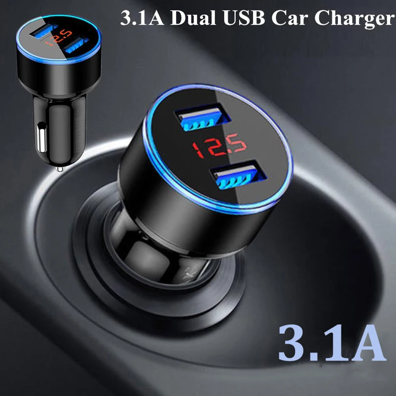 For Samsung Galaxy A12 A42 A02S A50 A30 A71 A51 Type-C USB Charging Cable 3.1A Fast Charging Dual Car USB Charger Phone Adapter auto usb charger