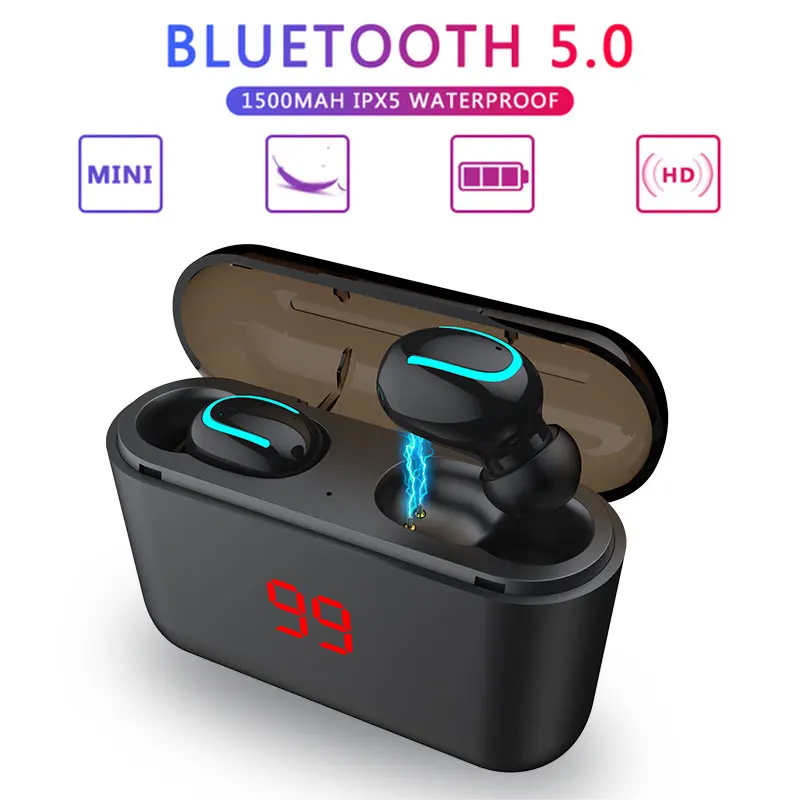 Мощный цифровой дисплей TWS-Q32 bluetooth-гарнитура 5,0 магнитные стерео беспроводные стерео спортивные bluetooth-гарнитура с мобильным питанием