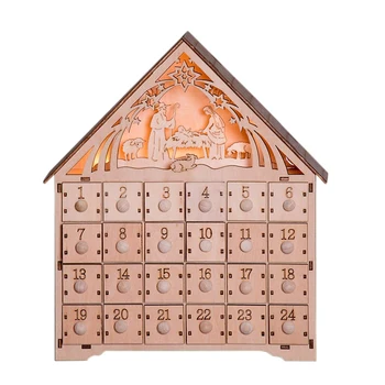 

Christmas Calendar Wooden 24 Day Countdown To Christmas Advent Calendar Premium Christmas Decor Light Up Nativity Wood Sundries
