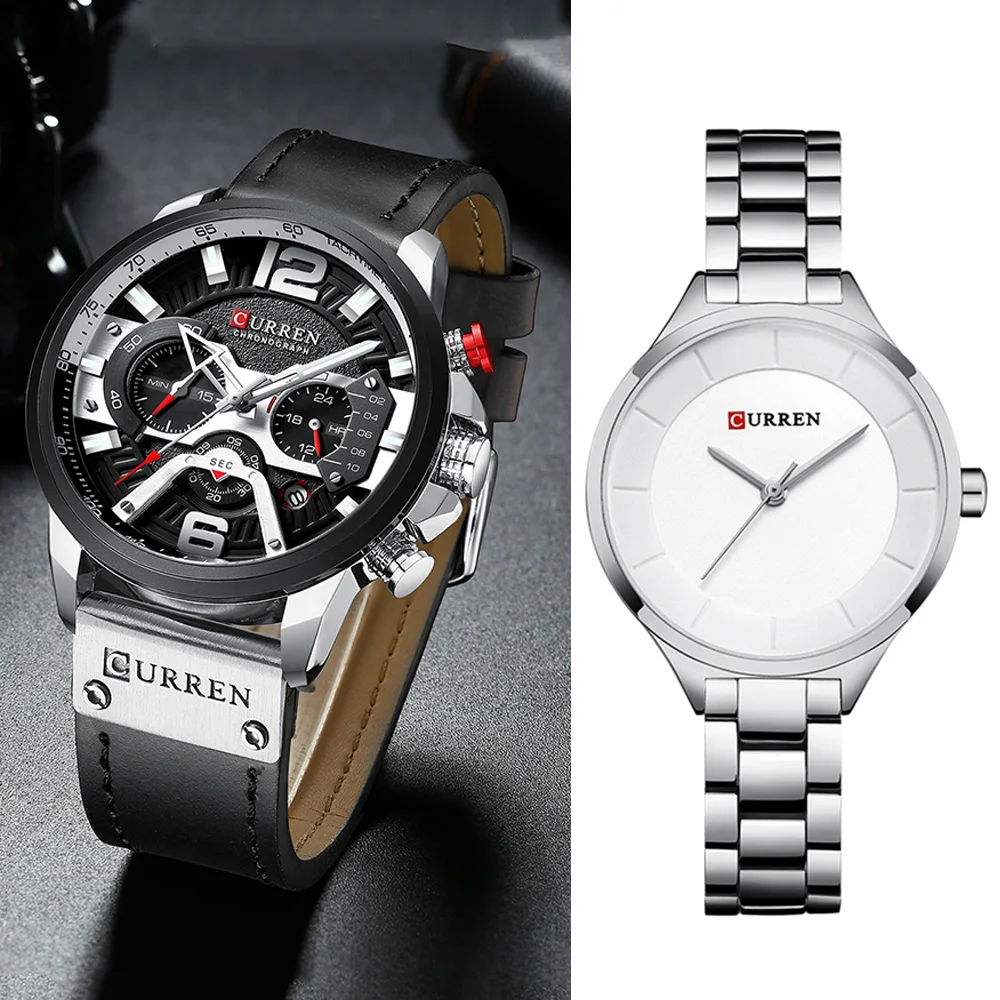 Curren-Reloj de pulsera para Hombre y mujer, cronógrafo de marca de lujo, resistente al agua, para parejas, 2020