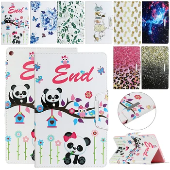 

For Samsung Tab A 10.1 2019 T510/T515 Tablet Artificial Leather + TPU Rubber Stand Protective Shell Shockproof Print Case Cover