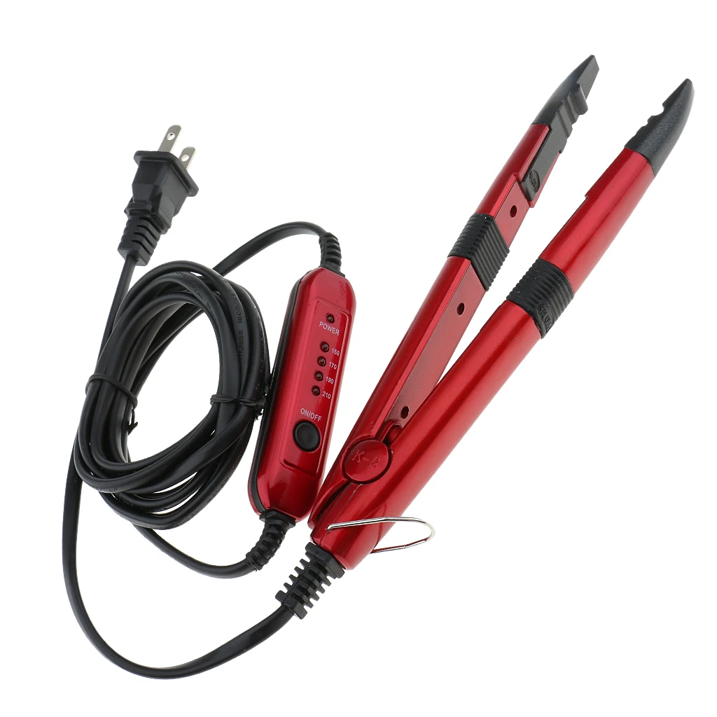 Salon Home Use Hair Extension Sewing Fusion Glue Gun Iron Connector Makeup Tool US Plug Red