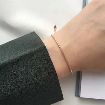 

YUN RUO Rose Gold Color Snake Bone Chain Bracelet Adjusted Fashion Woman Gift Titanium Steel Jewelry Never Fade Drop Shipping