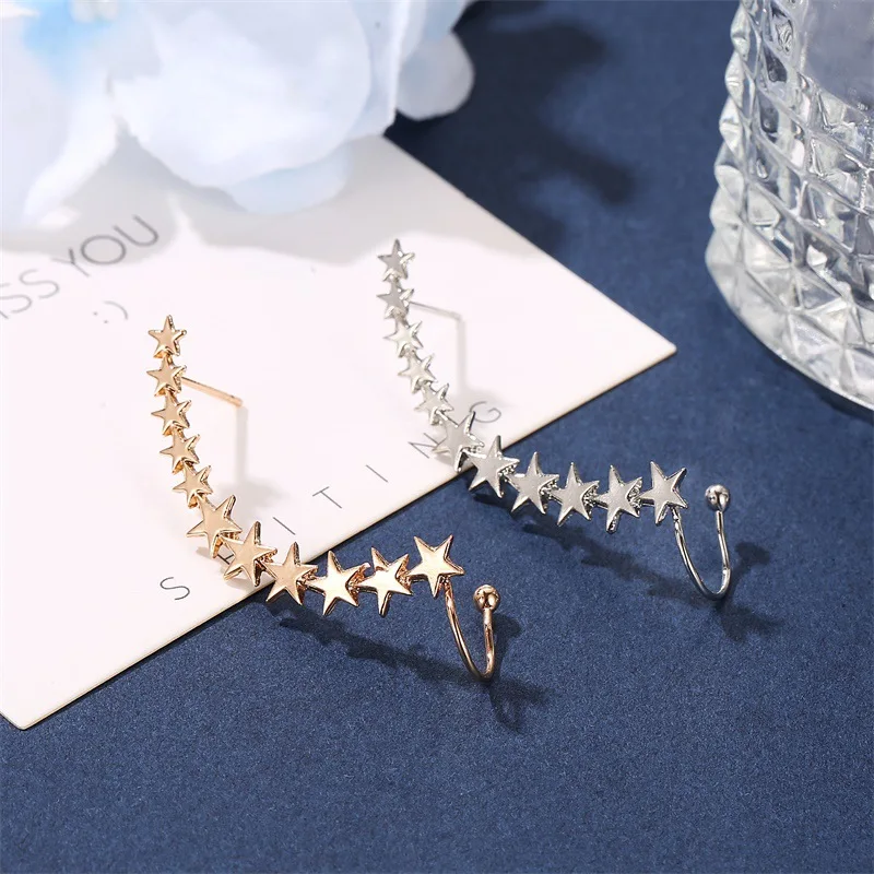 Bohemian NO Piercing Crystal Rhinestone Ear Cuff Wrap Stud Clip Earrings for Women Girl