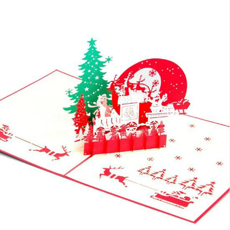  3pcs/10pcs Creative 3D Santa Claus invitation Card Handmade Christmas Gift Greeting Card Birthday N - 4.0003E+12
