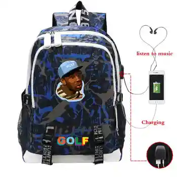 

Girls Boy Multifunction Rucksack Tyler Gregory Okonma Print USB Charging Laptop Backpack Women Men Travel Bags Students Bags