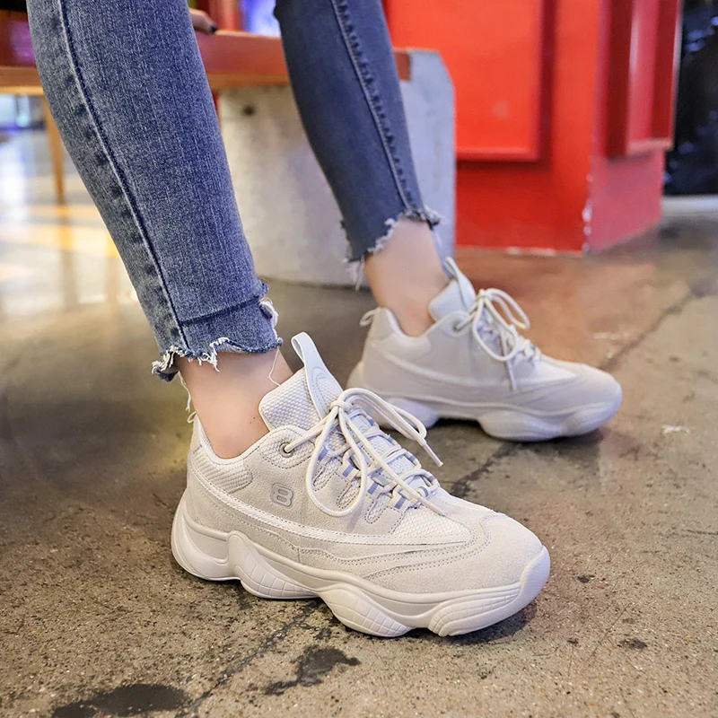 

Woman Shoes Sneakers Outdoor Fashion Trend Wild Soft Comfortable Breathable Non-slip Mesh Lace-up Platform Mesh Casual Shoes