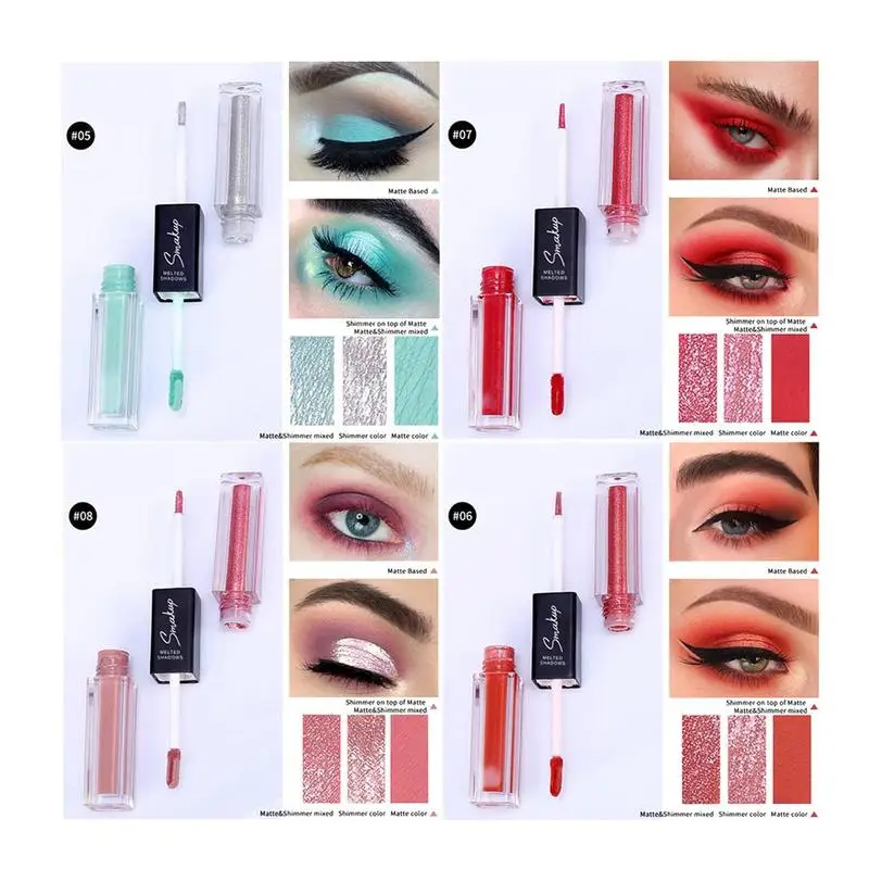 Ten-color Double-headed Eyeshadow Pearlescent Palette Liquid Matte Brightening Eye Makeup Professional Makeup Tools