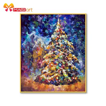 

Cross stitch kits Embroidery needlework sets 11CT water soluble canvas patterns 14CT Full Christmas tree snow -NCMC085
