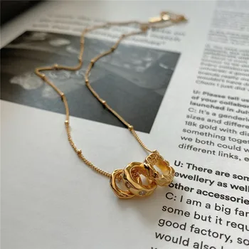 

RUYI French Style Real 925 Sterling Silver Geometric Zircon Pendant Necklace For Women Luxury Fashion Match Chokers Fine Jewelry