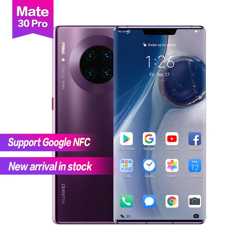 

Huawei Mate 30 pro 6.53" Global Rom OLED 3x zoom Support Google NFC Waterproof 40WSuper Charge Face+Fingerprint 4500mAh 7cameras