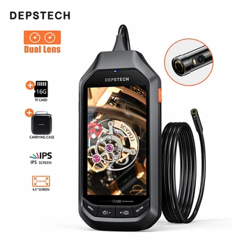 

DEPSTECH Dual Lens DS450 4.5in IPS Screen Digital Endoscope Waterproof Inspection Camera with 6 Adjustable LED Lights Borescope