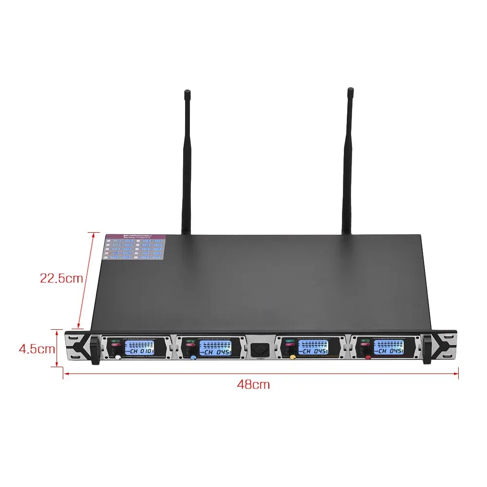 Беспроводная микрофонная система Muslady D4 4 канальная UHF 2 микрофона для гарнитуры с