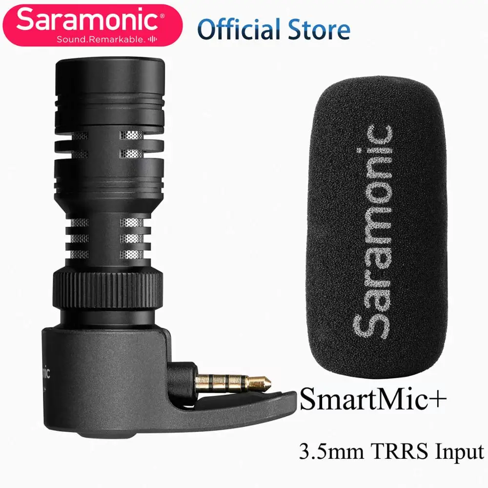 Saramonic SmartMic+/Di/UC TRRS направленный микрофон с поролоновым ветровым стеклом для IOS iPhone x 8 7 7 plus Android смартфонов