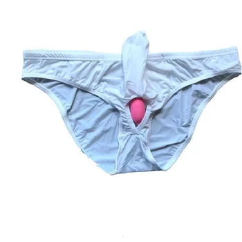 

Erotic Men's Briefs Ice Silk Lower Body Convex Bag Elephant Nose Undershorts Penile Testicular Separation Panties Gay Underwear