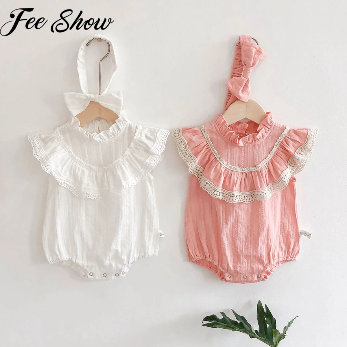 

Summer Newborn Baby Girls Princess Romper + Headband Lace Tassel Ruffles Sleeveless Infant Rompers Newborn Clothes