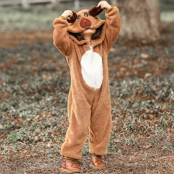 

Pixel Christmas Section cospla Parent and Child Animal Clothing Christmas Reindeer Elk Play Coral Velvet Home Parent-child Match