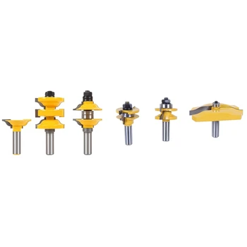 

3 PCS Router Bit Set, 1/2-Inch Shaker Raised Panel Round Over & 3Pcs 12mm Shank Entry Interior Tenon Door Router Bit