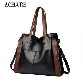 

ACELURE Women High Capacity Soft PU Leather Handbags Fashion Large Casual Totes Bag Retro Ladies Shoulder Bag Shopping Purse