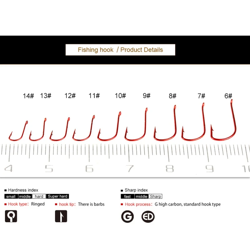 10 шт. рыболовный крючок с зазубринами рыболовный крючок изогнутый из высокоуглеродистой стали красный кольцевой для пруда речной Карп-крючок