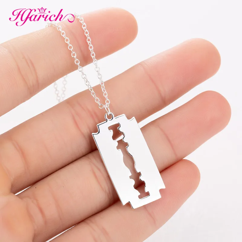 

Hfarich Stainless Steel Blades Pendant Necklaces Men Jewelry Steel Male Shaver Shape Necklaces & Pendants Collier Femme 2019