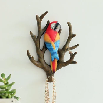 

Simple Resin Three-dimensional Parrot Large Tree Branch Hook Home Living Room Background Wall Decoration Retro Couple Deer Hook