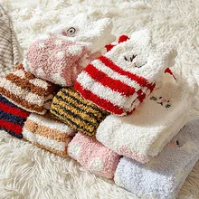 Winter women socks Fashion Home Women Soft Bed Floor Embroidery Bee Sleeping Mid Stock@5
