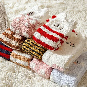 

Winter women socks Fashion Home Women Soft Bed Floor Embroidery Bee Sleeping Mid Stock @5