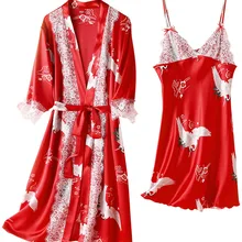 Женские халаты с длинными рукавами летние сексуальные пижамы костюм из двух частей топы и блузки платье длинный халат шелковые пижамы наборы