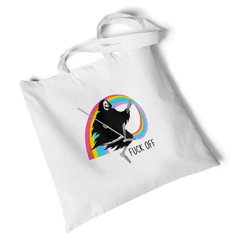 

Lychee Girls Cartoon Devil Print Women Canvas Bag Foldable Tote Bag Travel Bag Storage Reusable Large Shopping Bag Handbag