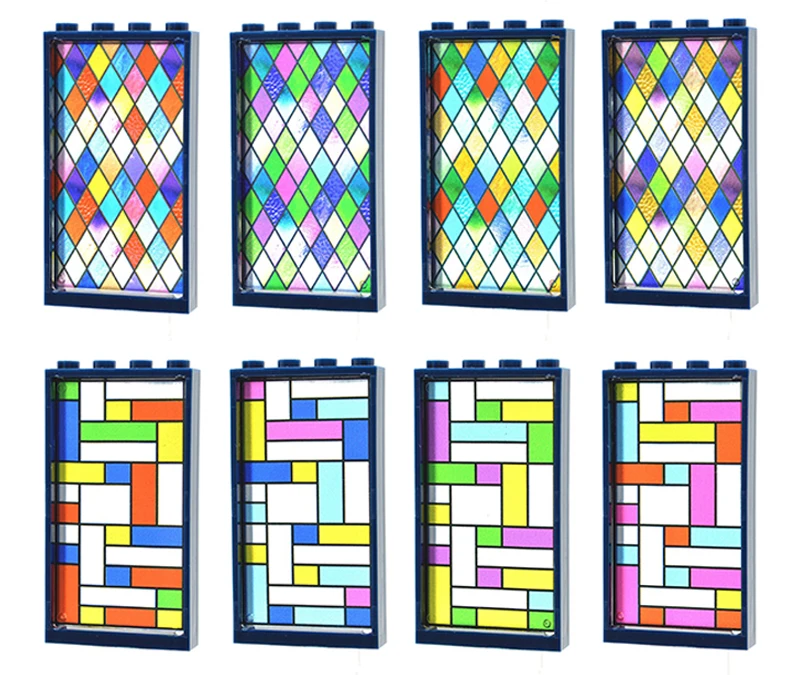 Multicolor Gedruckt Glas für 1x4x6 Fenster Rahmen Bausteine Spielzeug MOC Ziegel Dekoration Stadt Haus