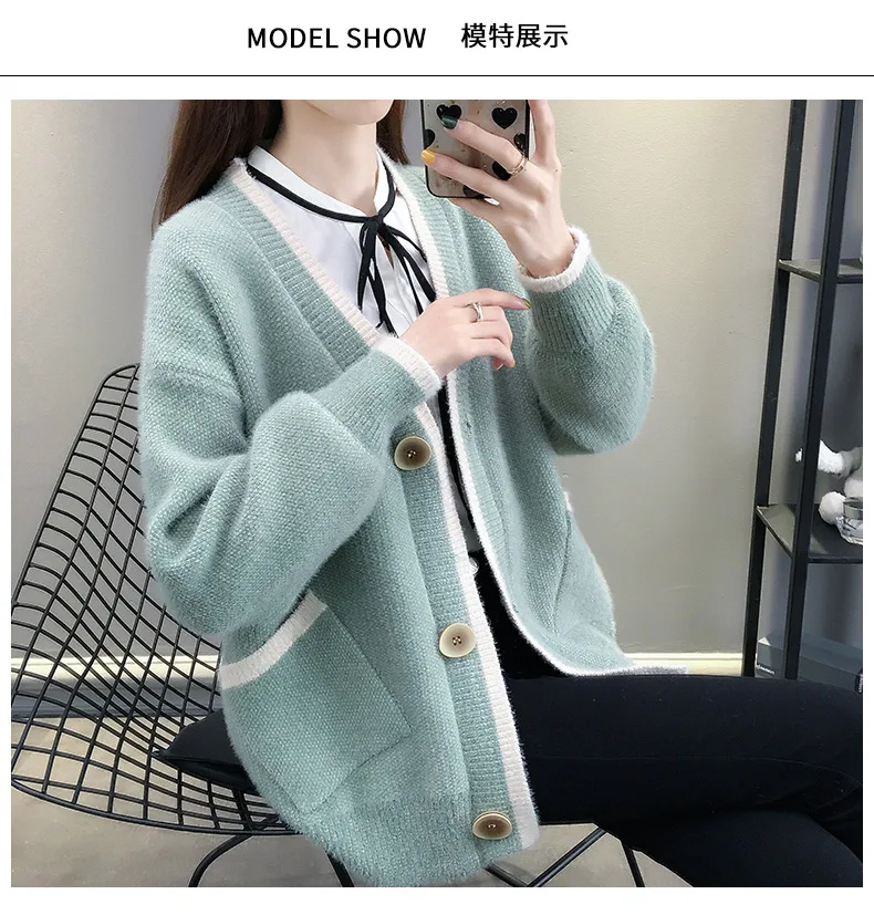 Fdfklak, новинка, ropa mujer, толстый теплый свитер для женщин, весна-осень, кардиган, свитера, Женский кашемировый джемпер, Женский вязаный свитер
