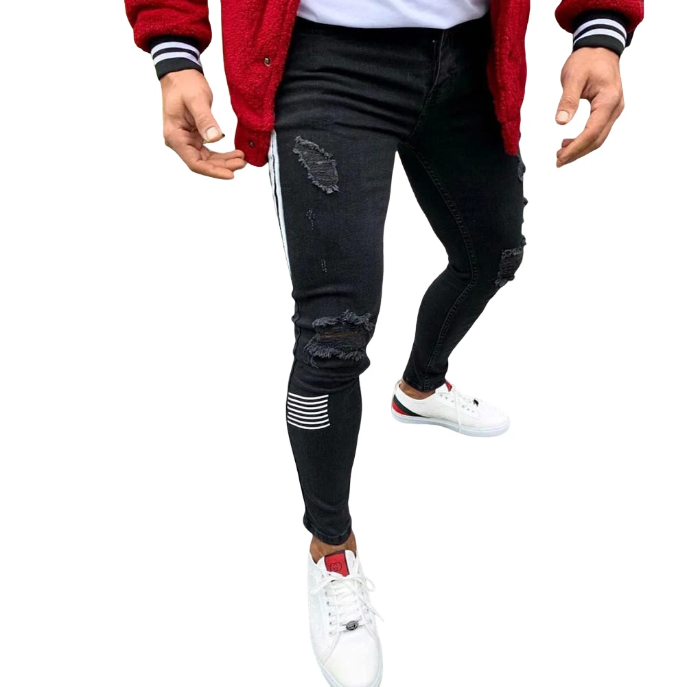 New Fashion Mens Skinny Ripped Jeans 